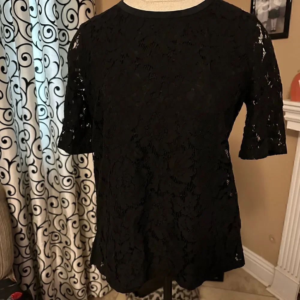 Madewell black lace blouse s
